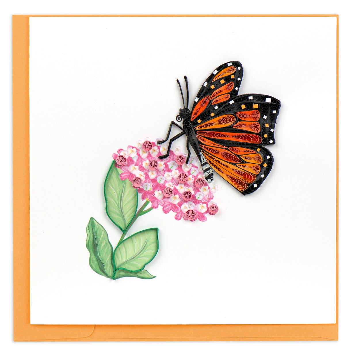 Quilling Card - Monarch Milkweed Butterfly - handcrafted - Blank inside