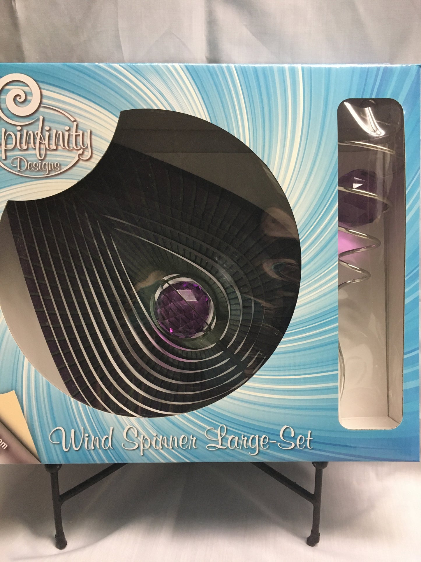 Spinner Set Large - Teardrop Purple Wind Spinner with Pinky Purple Spiral Crystal Tail
