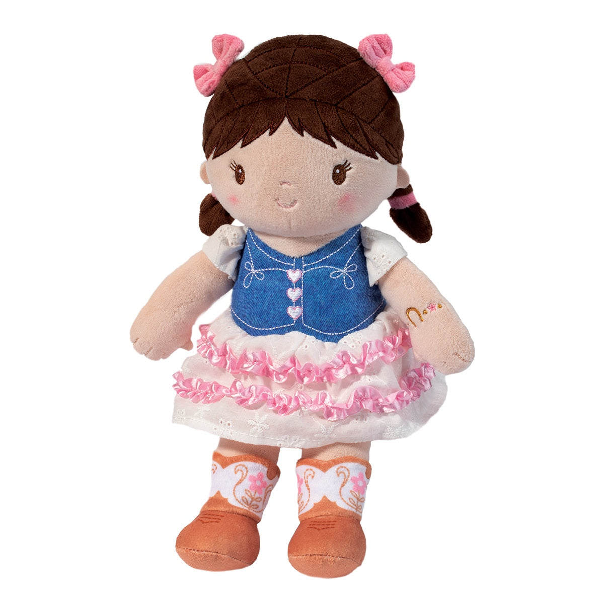 Fran Cowgirl Doll - with Jean Vest and Frilly Skirt and Cowboy Boots - Babies First Doll - Douglas Plush