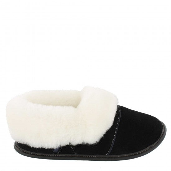 Mens Low-cut - 7.5/8.5  Black / White fur: Garneau Slippers