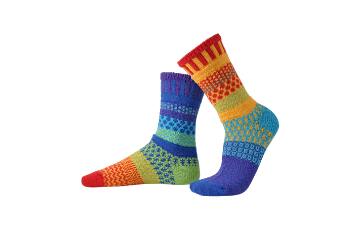 Rainbow - Large - Mismatched Crew Socks - Solmate Socks