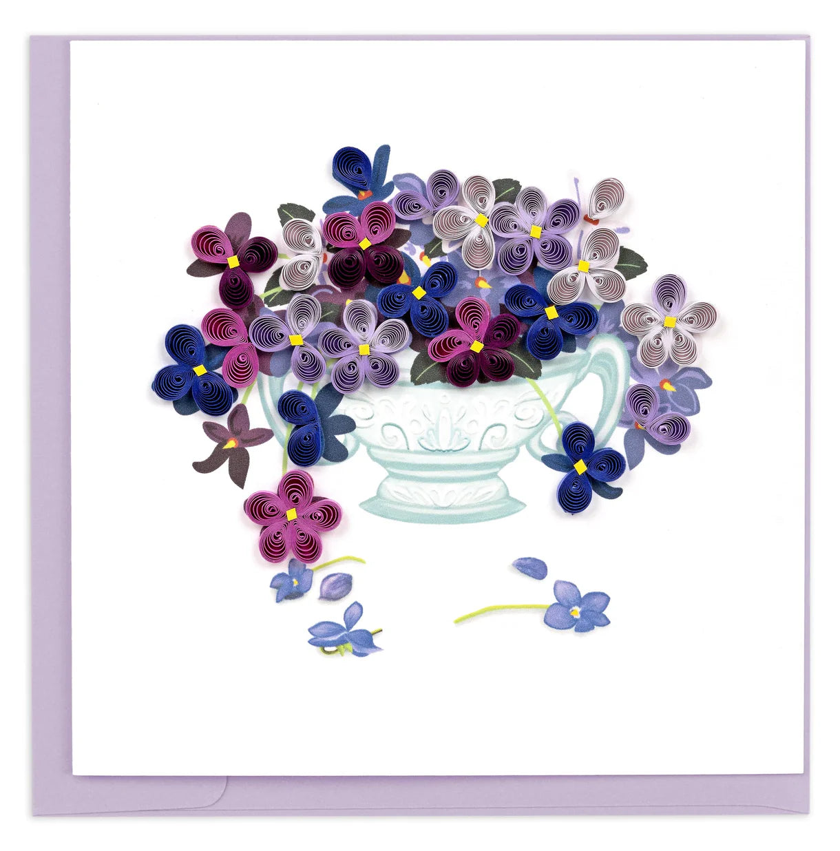 Quilling Card - Violet Bouquet - handcrafted - Blank inside
