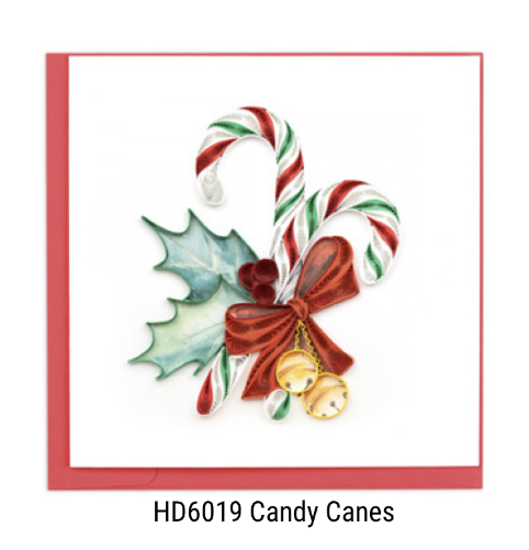 Quilling Card - Christmas - Candy Canes  - handcrafted - Blank inside