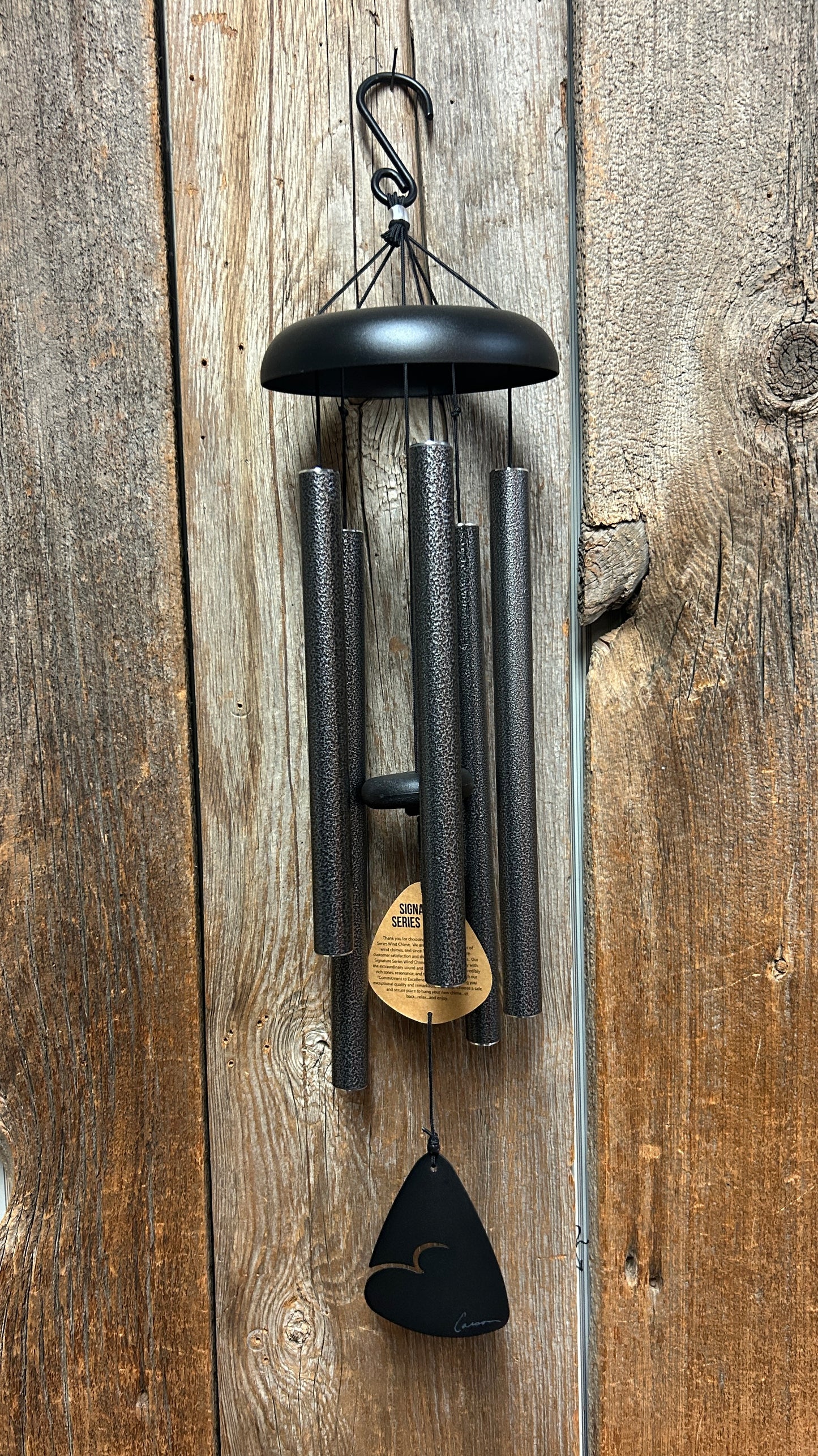 Chime - 30" Pewter/Black Stone Tubes - Black Metal top and chime pad