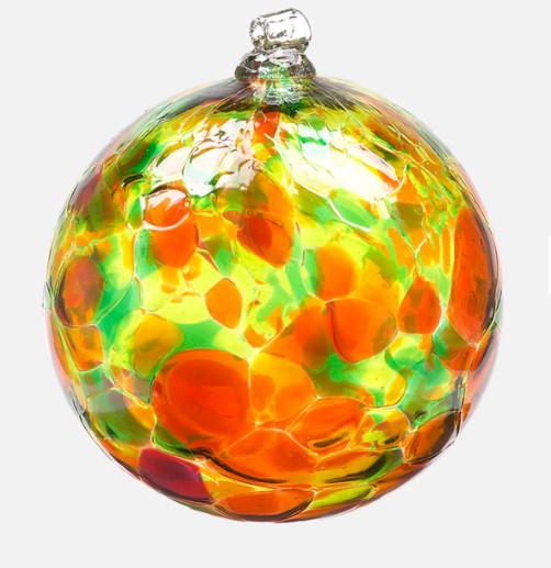 3" Calico Friendship Ball - Autumn Leaves - Canadian Blown Glass