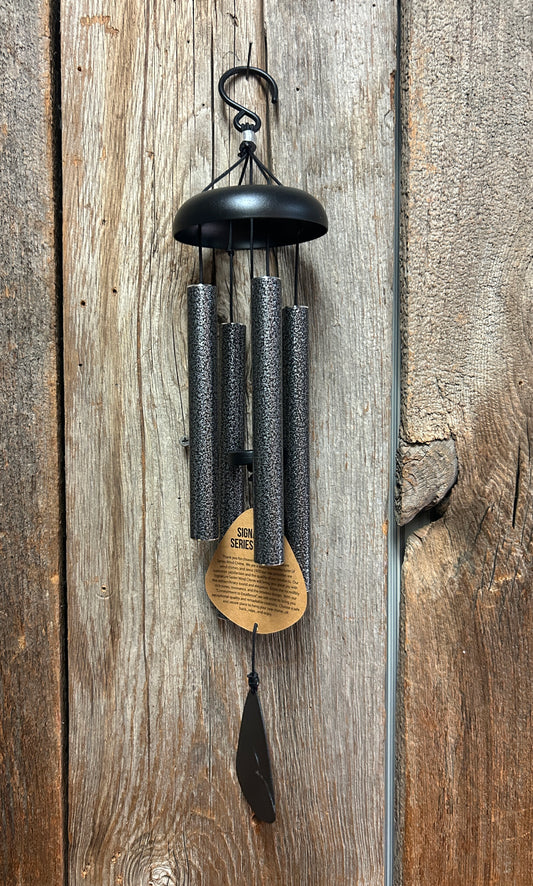Wind Chime - 21" Pewter Fleck Tubes - Black Metal top and Sail