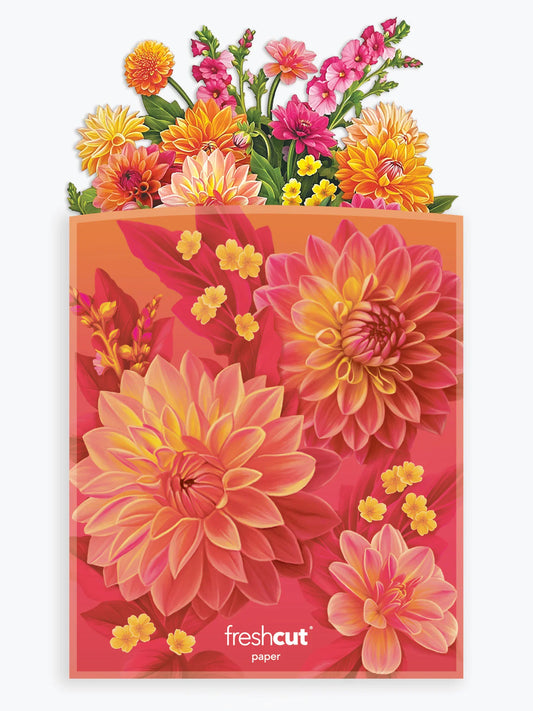 Flower Bouquet Popup Card - Dahlia Sunrise - Fresh Cut