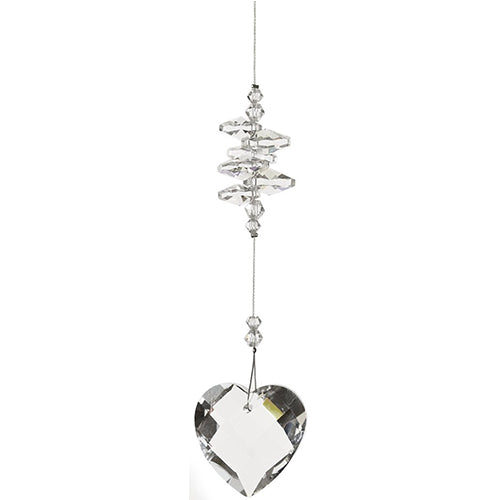 Heart Crystal with crystals - Clear - Crystal Suncatcher - Canadian Handmade Rainbow Maker