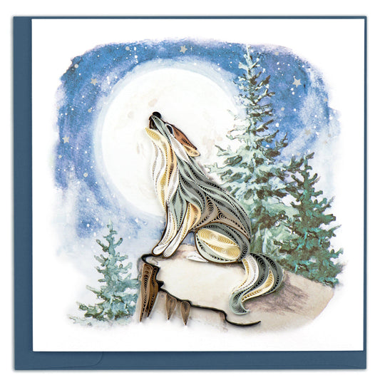 Quilling Card - Howling Wolf - handcrafted - Blank inside