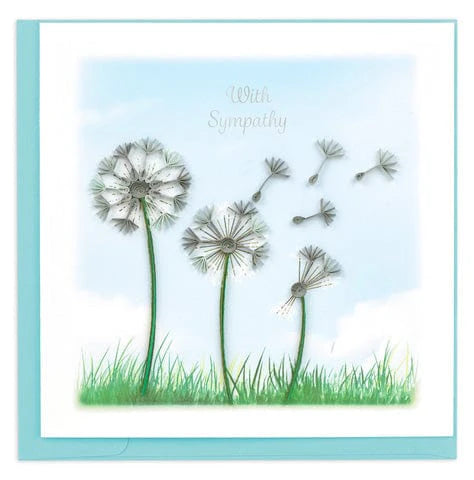 Quilling Card - Sympathy Dandelions - handcrafted - Blank inside