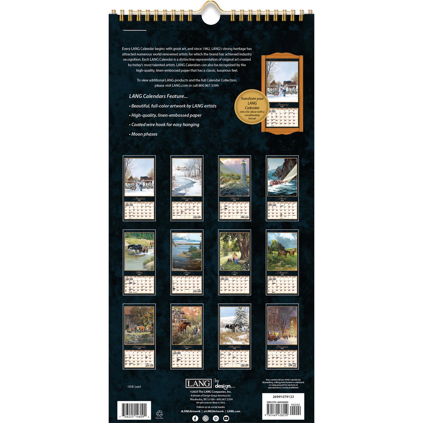 Lang Spiral Top Vertical Calendar - Treasured Times - D.R. Laird