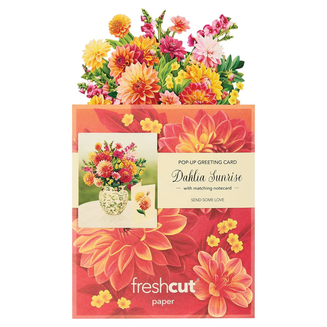 Mini Flower Bouquet Popup Card - Dahlia Sunrise - Fresh Cut