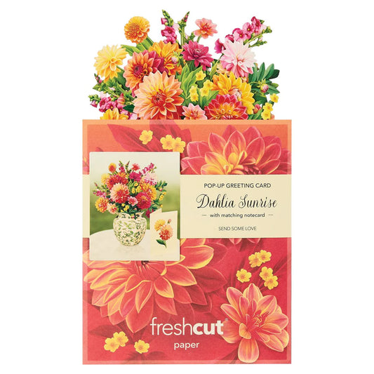 Mini Flower Bouquet Popup Card - Dahlia Sunrise - Fresh Cut