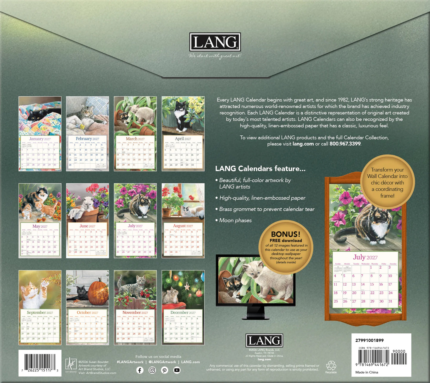 Lang Calendar - Cats in the Country - Susan Bourdet