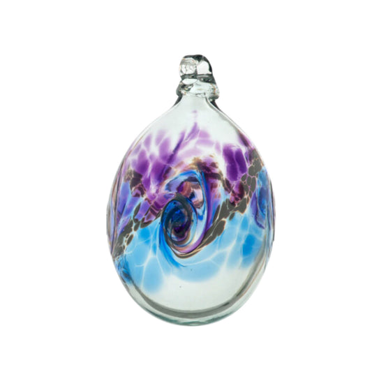 2" Van Glow Oval Friendship Ball - Purple/Blue - Canadian Blown Glass