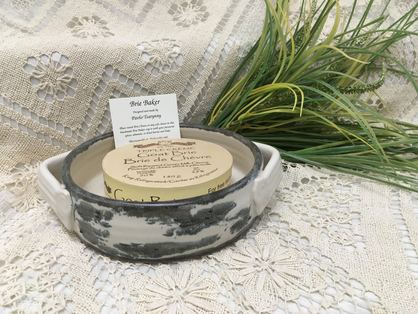 Brie Baker with Handles, Birch Bark - Pavlo Pottery - Canadian Handmade