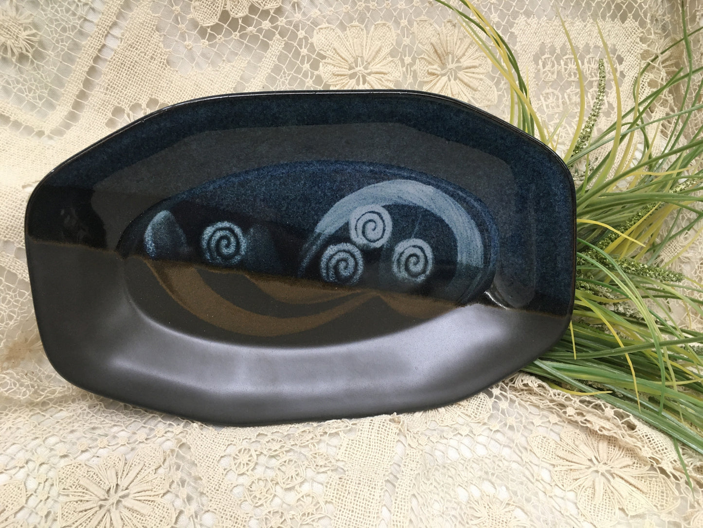 Oval Tray, Blue Stone - Pavlo Pottery - Canadian Handmade