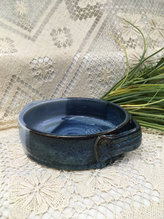Brie Baker with Handles, Ocean Blue - Pavlo Pottery - Canadian Handmade