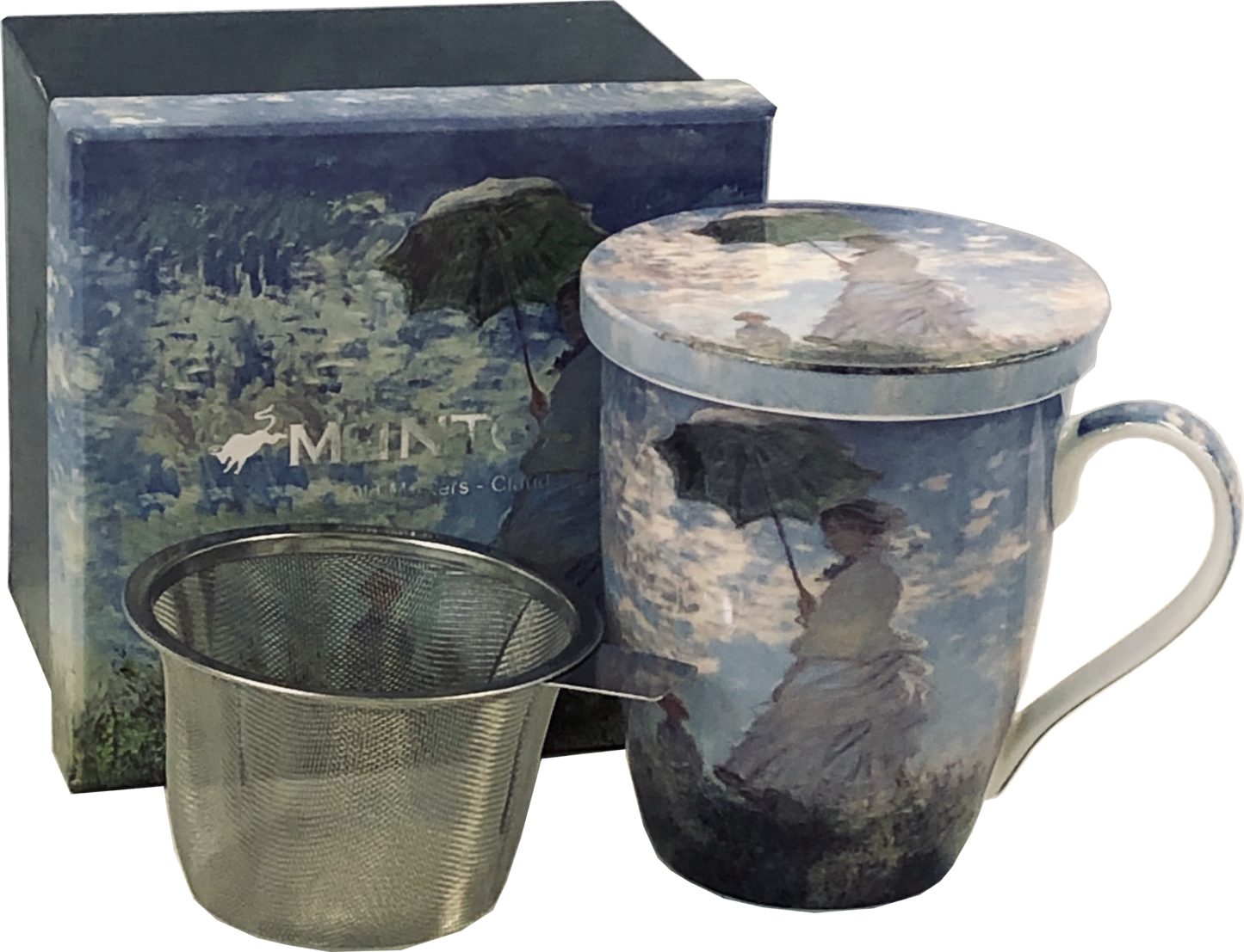 Monet - Woman with a Parasol - Single Fine Bone China Tea Mug/Cup in Collector Box - with Lid and Strainer
