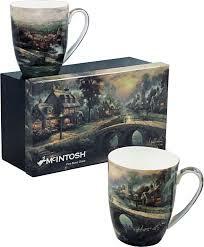 Thomas Kinkade - Lamplight Village - Set of Two Fine Bone China Mugs in Collector Box