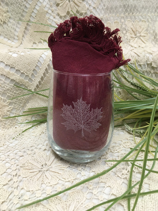 Wine Cup - Maple Leaf - Stemless - Etched Glass - Canadiana Collection