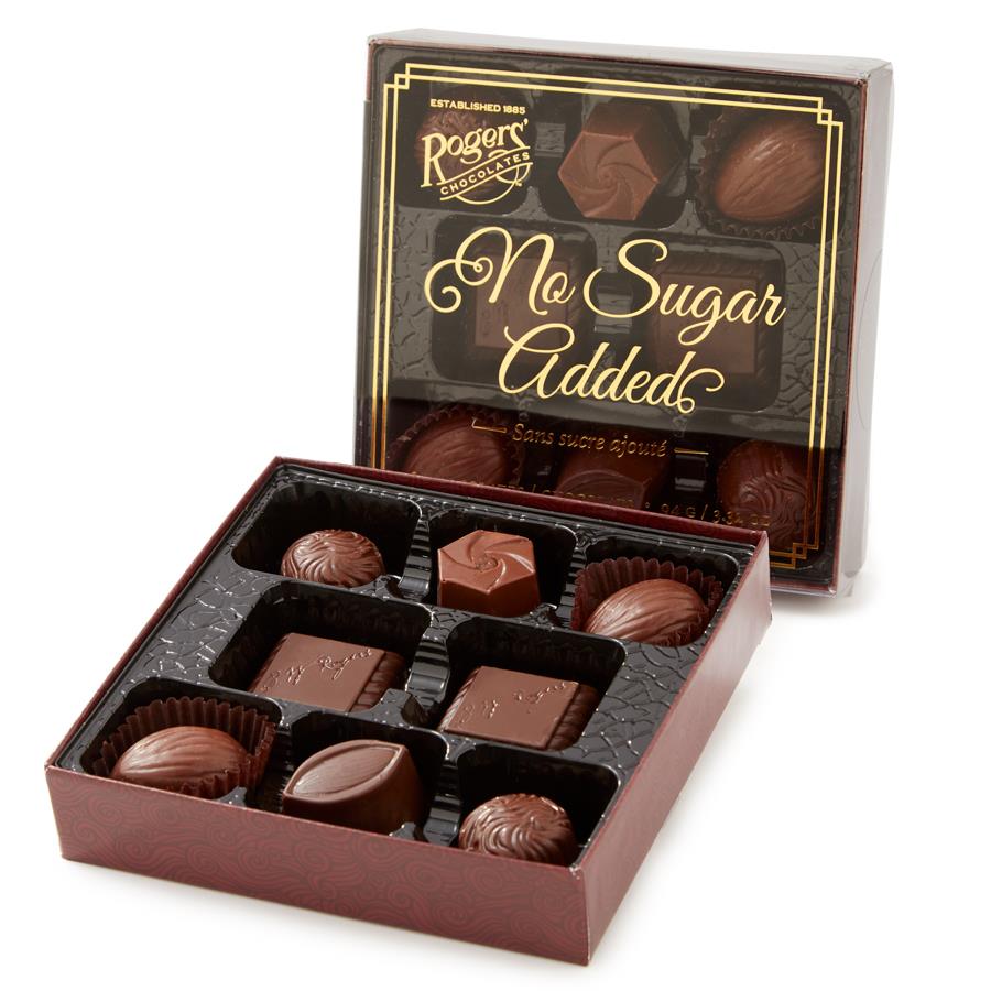 No Sugar Added Assortment - Box of Milk and Dark Chocolates - 94g - Rogers Chocolates