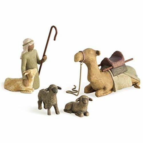 Willow Tree: Nativity Collection - Shepherd and Animals - 4 pieces - camel, shepherd with goat and 2 sheep