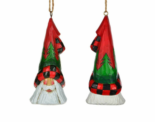 Cottage Carvings Tree Pattern Santa Head Ornament - 5" - will stand or hang - Canadian Artist Dave Francis