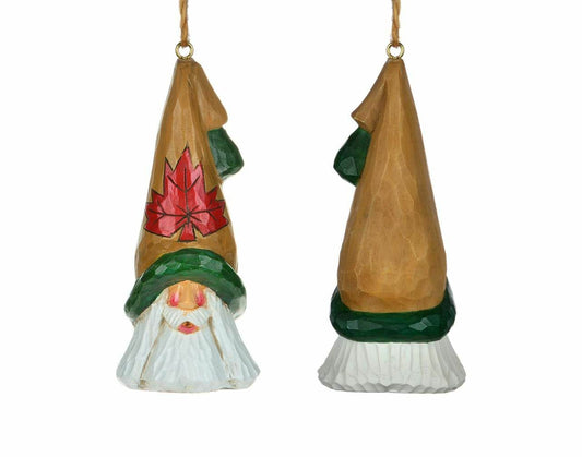Cottage Carvings Maple Leaf Santa Head Ornament - 5" - will stand or hang - Canadian Artist Dave Francis