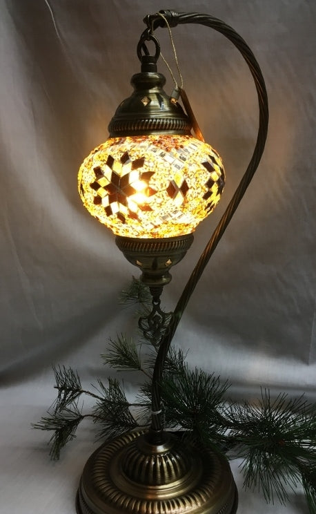 Mosaic Glass Table Lamp - Gold / Yellow Pinwheel
