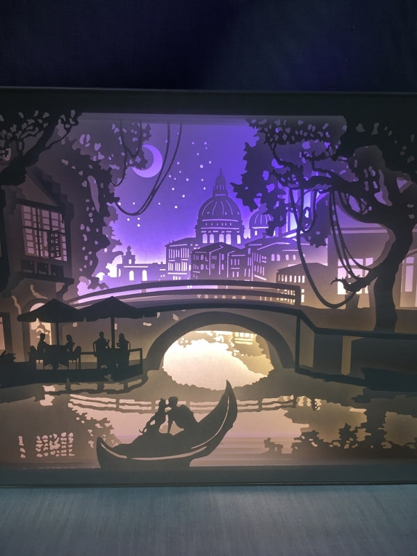 Love in Venice - Paper Art Led Light Box