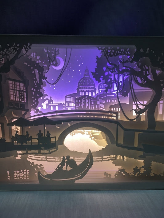 Love in Venice - Paper Art Led Light Box