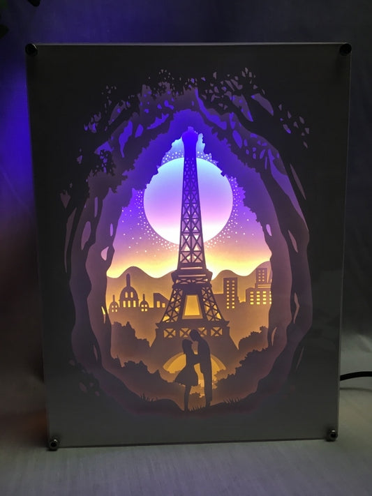 Love in Paris - Paper Art Led Light Box