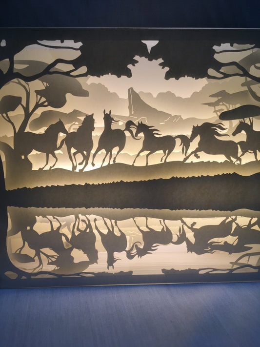 Thousands of Horses - Paper Art Led Light Box
