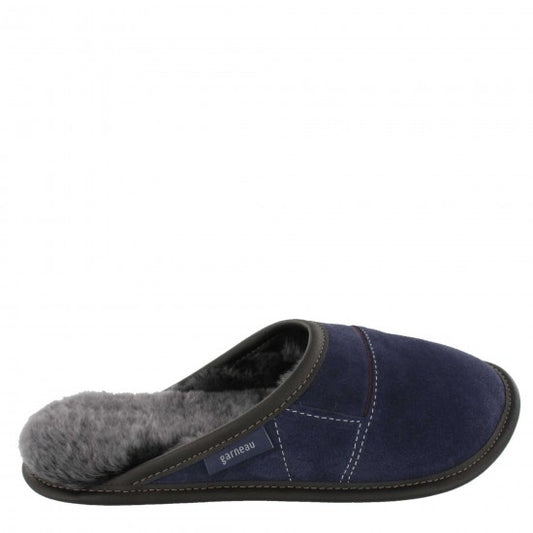 Mens Slip-on - 10.5/11.5  Navy / Silverfox Fur: Garneau Slippers