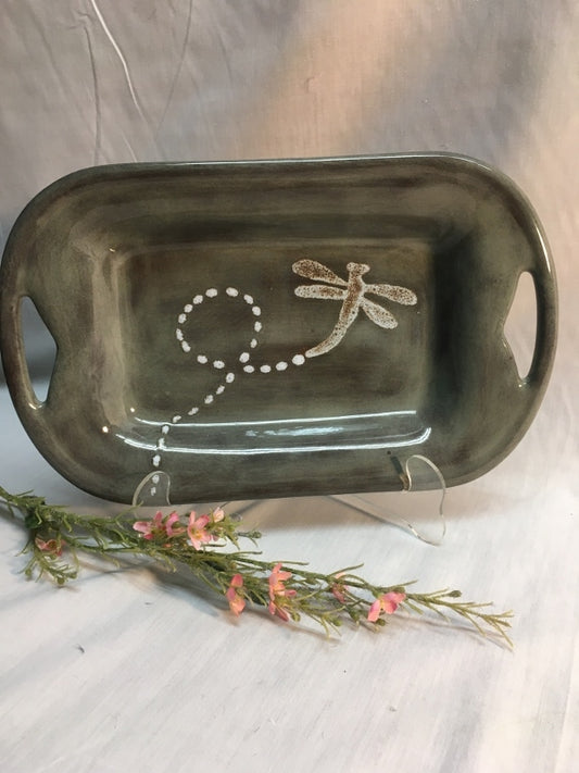 Small Rect Handled Platter - Dragonfly - Canadian Handmade by Ed Lucier
