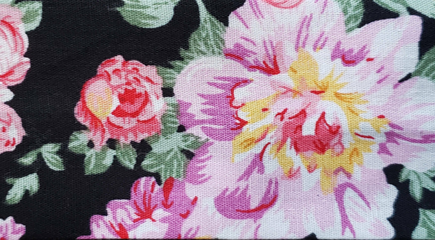 Heat Guard Cooling Tie - Black Bouquet -  Handmade in Canada