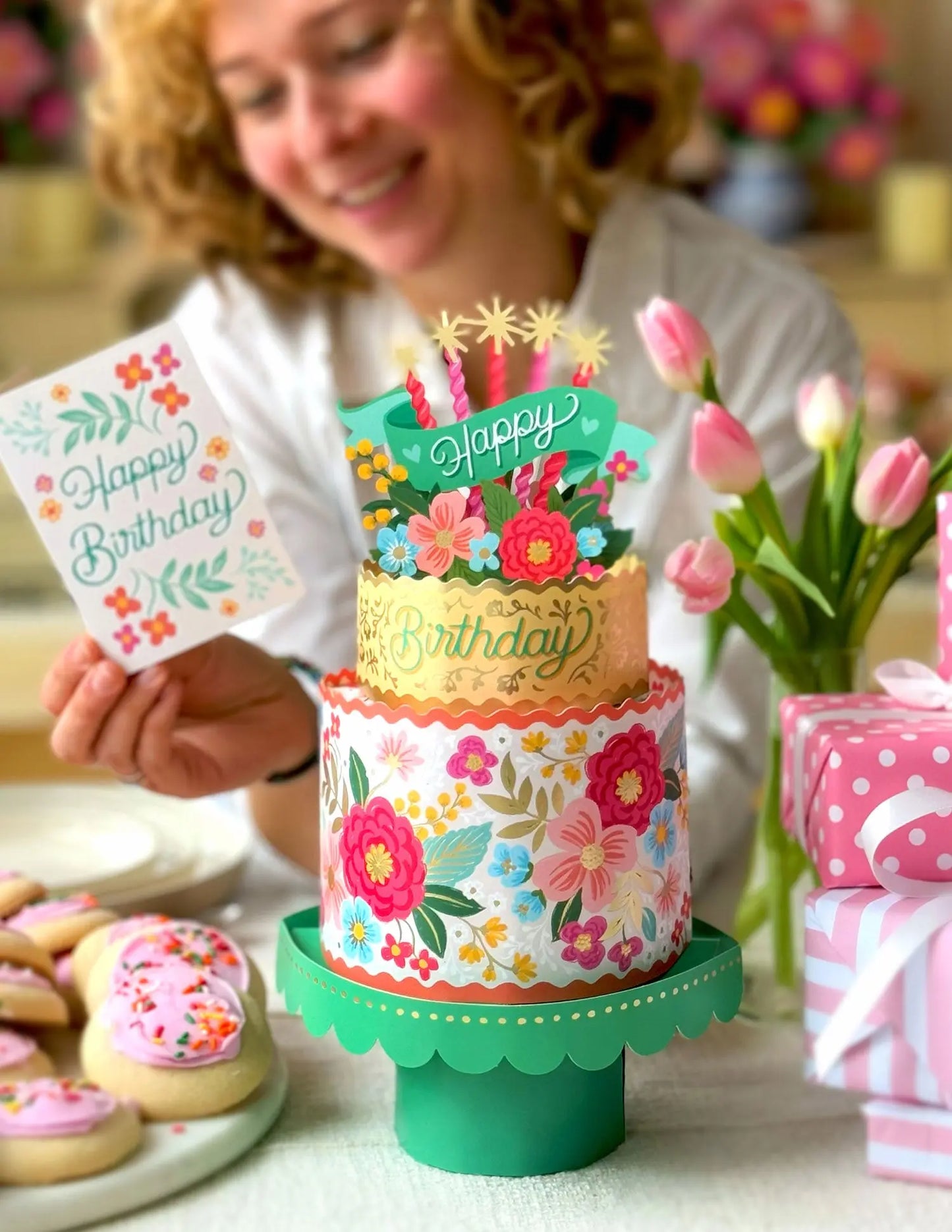 Birthday Cake Popup Card - Blooming Birthday Cake - Fresh Cut