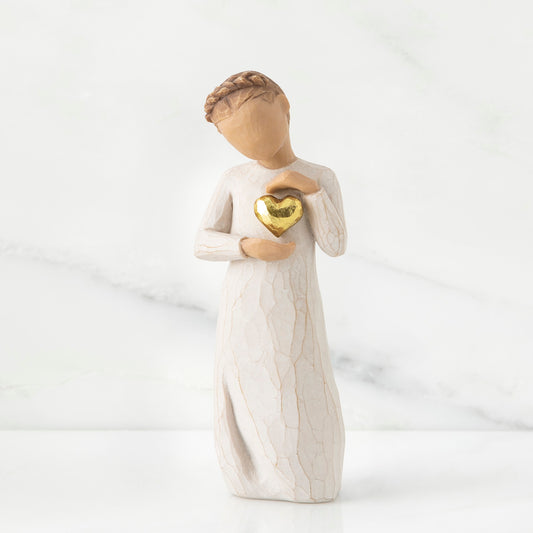 Willow Tree: Keepsake - Girl Holding a Gold Heart