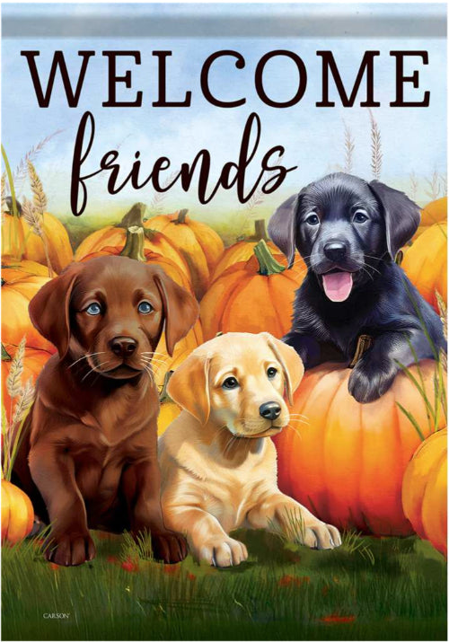 Welcome Pups - Welcome Friends - Garden Flag - 12.5" x 18"