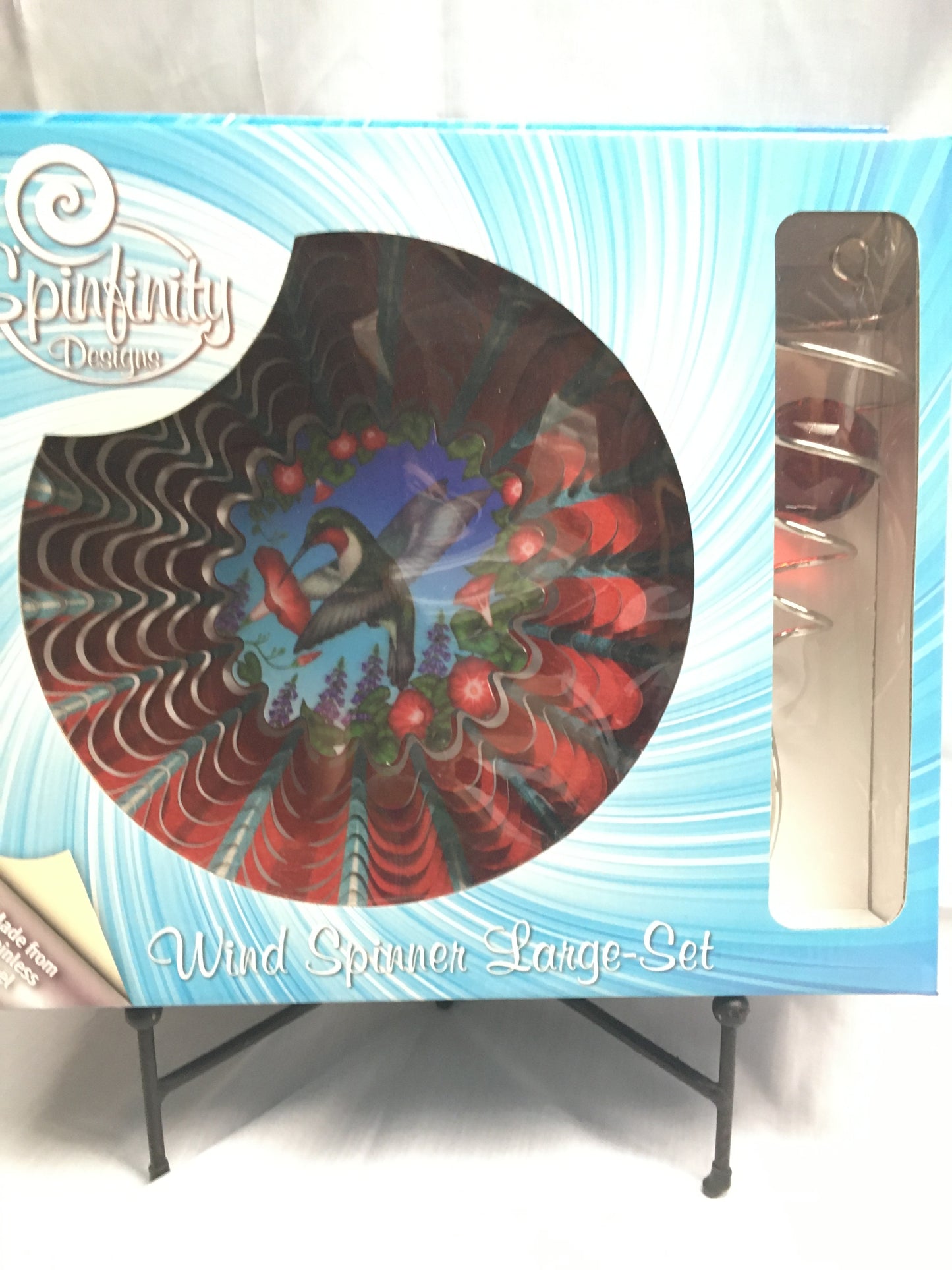 Spinner Set Large - Hummingbird Red - Animated Wind Spinner with Red Spiral Crystal Tail