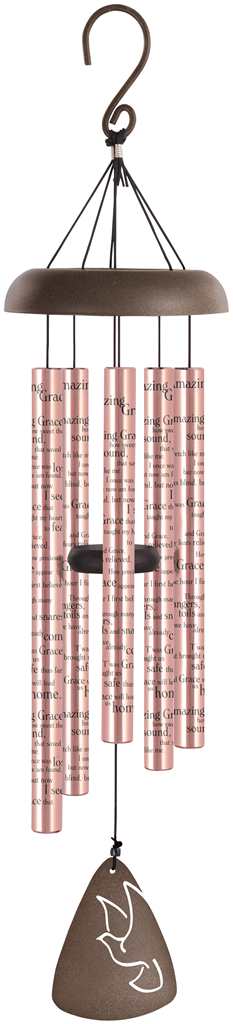 Wind Chime - 30" - Amazing Grace How Sweet the Sound - Rose Gold