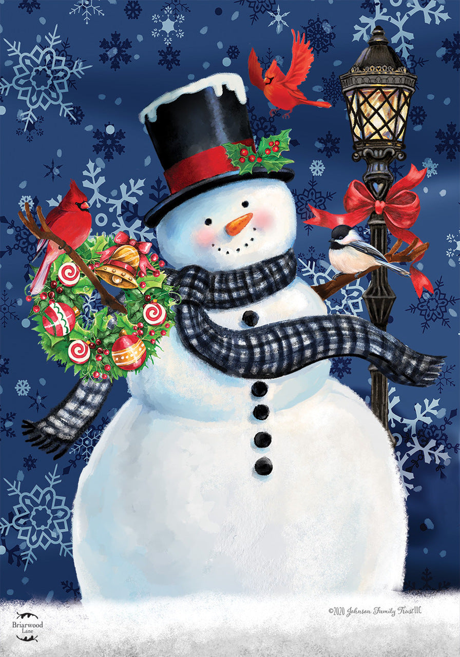 Snowman Holiday Cheer - House Flag - 28" x 40" - Briarwood Lane