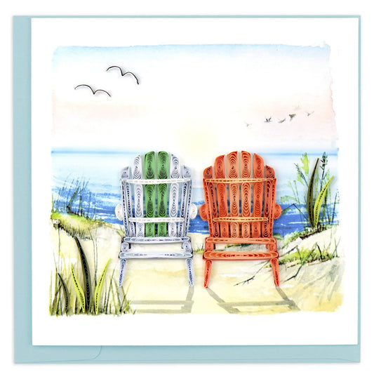 Quilling Card - Beach Adirondack Chairs - Handcrafted - Blank inside