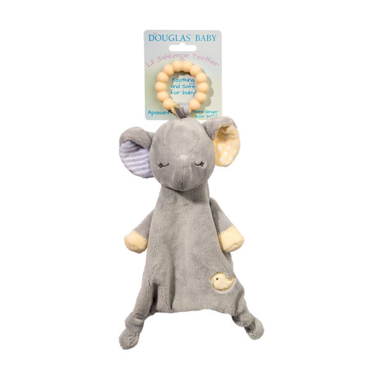 Joey Grey Elephant - Teether Blanket - Lil' Sshlumpie - 13 inch - Douglas Baby