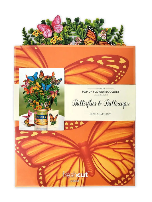 Flower Bouquet Popup Card - Butterflies & Buttercups - Fresh Cut