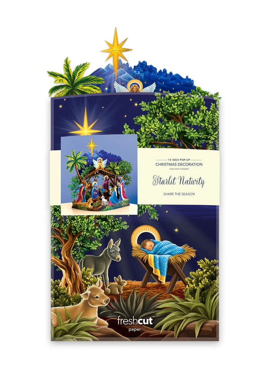 Christmas Decoration Popup Card - Starlit Nativity - Fresh Cut