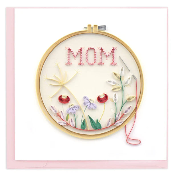 Quilling Card - Mom Cross Stitch - handcrafted - Blank inside