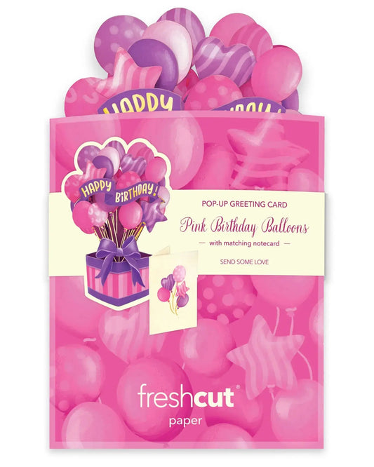 Mini Birthday Balloons Popup Card - Pink - Fresh Cut