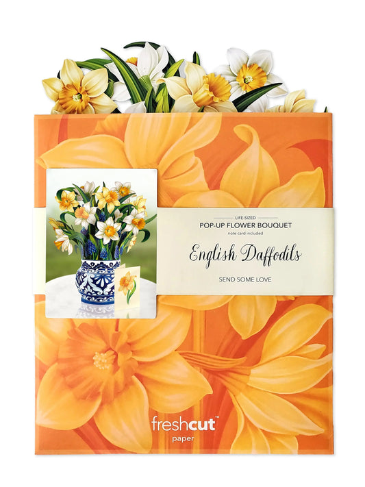 Flower Bouquet Popup Card - English Daffodils - Fresh Cut
